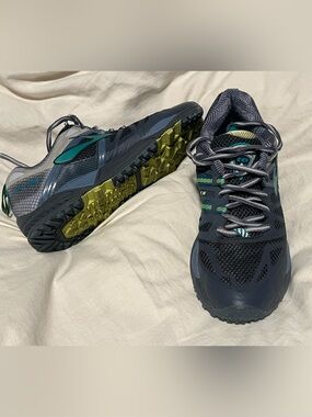 Brooks Men's Trail Running Shoes - Navy with Teal and Lime Accents